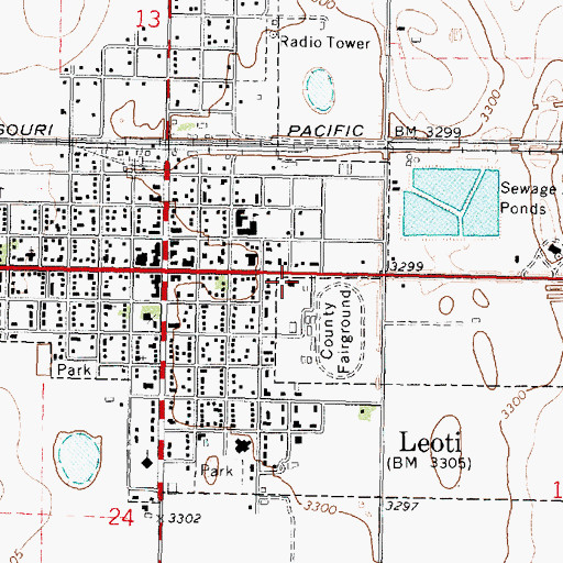 Topographic Map of Wichita County Road Department, KS