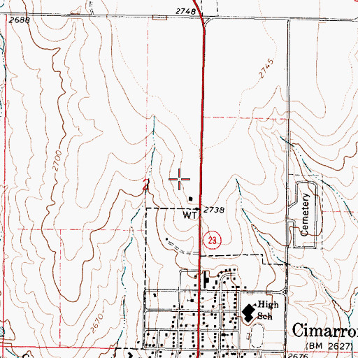 Topographic Map of Gray County Road Department, KS