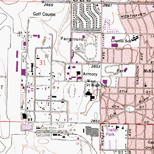 Topographic Map of Liberal Parks and Recreation Department, KS