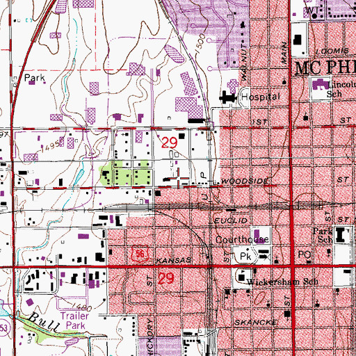 Topographic Map of McPherson County Office, KS