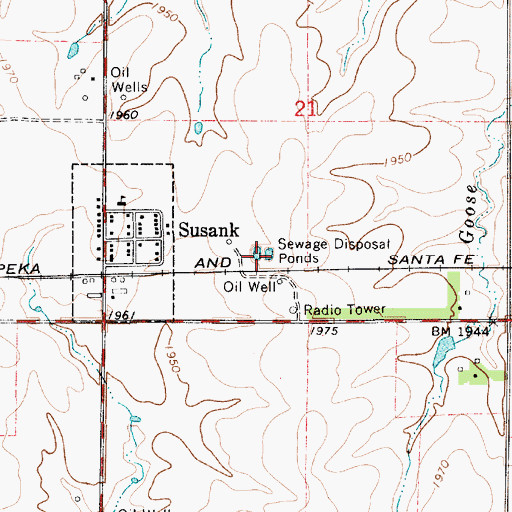 Topographic Map of Susank Wastewater Plant, KS