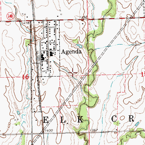 Topographic Map of Agenda Wastewater Plant, KS