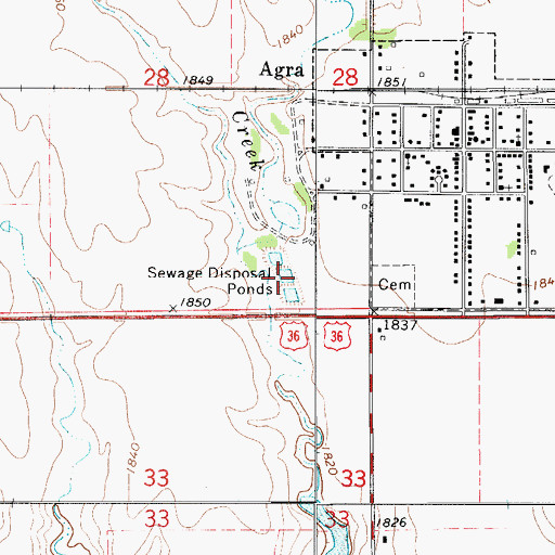 Topographic Map of Agra Wastewater Plant, KS