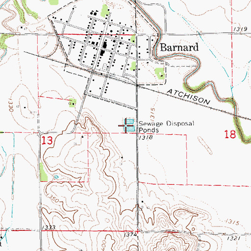 Topographic Map of Barnard Wastewater Plant, KS