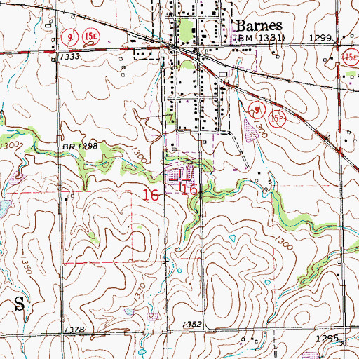 Topographic Map of Barnes Wastewater Plant, KS