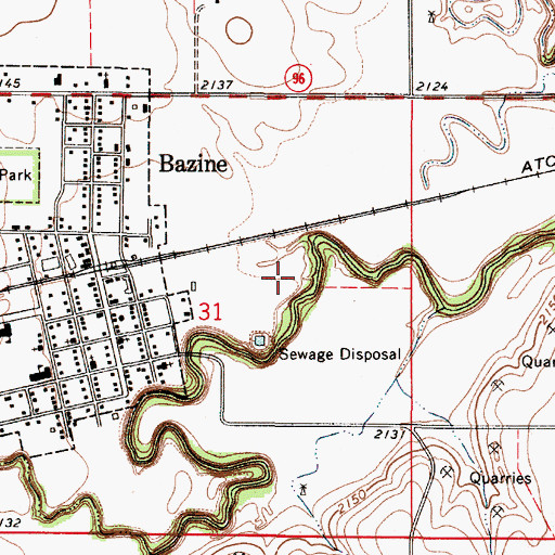 Topographic Map of Bazine Wastewater Plant, KS