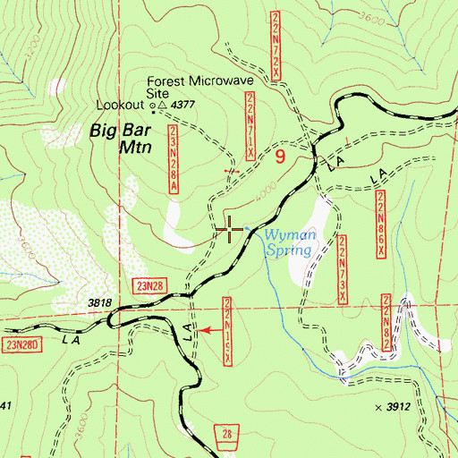 Topographic Map of Wyman Spring, CA
