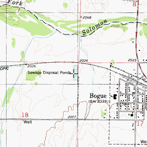 Topographic Map of Bogue Wastewater Plant, KS