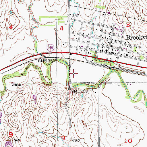 Topographic Map of Brookville Wastewater Plant, KS