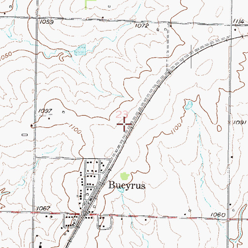 Topographic Map of Bucyrus Wastewater Plant, KS