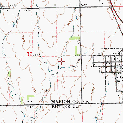 Topographic Map of Burns Wastewater Plant, KS