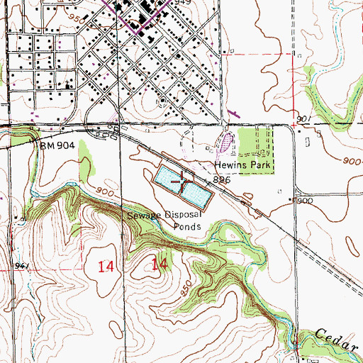 Topographic Map of Cedar Vale Wastewater Treatment Plant, KS