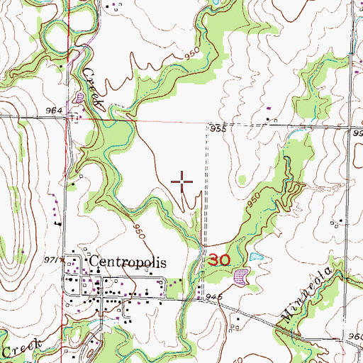 Topographic Map of Centropolis Sewer District, KS