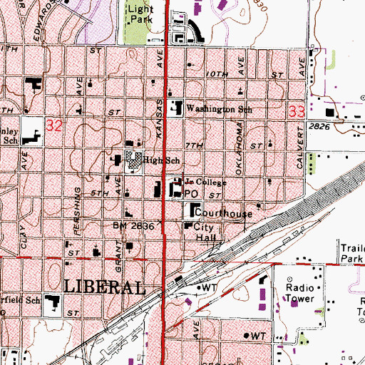 Topographic Map of Seward County Administration Building, KS
