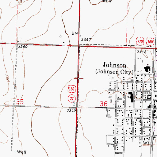 Topographic Map of Stanton County Road Department, KS