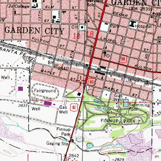 Topographic Map of Finney County Public Works, KS
