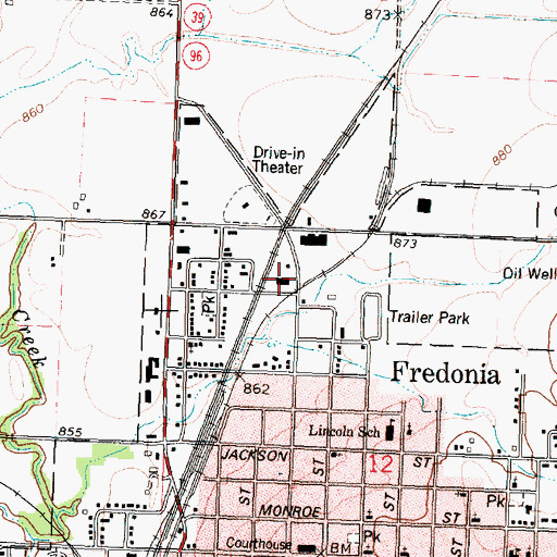 Topographic Map of Fredonia Public Works, KS