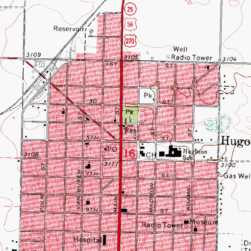 Topographic Map of Hugoton Public Works, KS