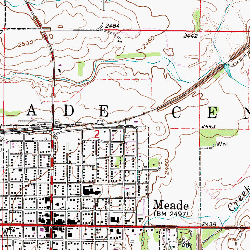 Topographic Map of Meade County Public Works Department, KS