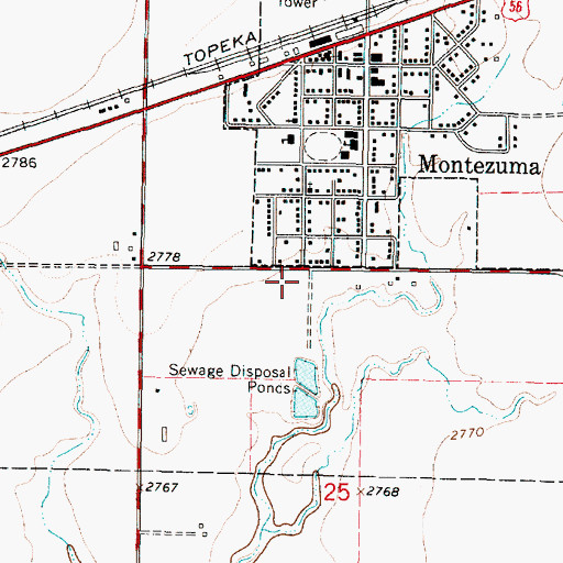 Topographic Map of Montezuma Public Works, KS