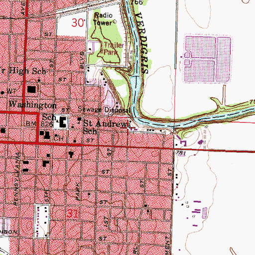 Topographic Map of Montgomery County Public Works, KS