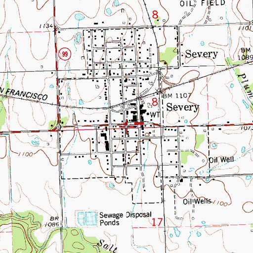 Topographic Map of Severy Public Works, KS