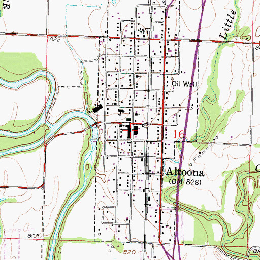 Topographic Map of Altoona City Hall, KS