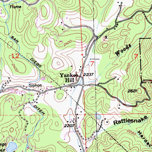 Topographic Map of Yankee Hill, CA