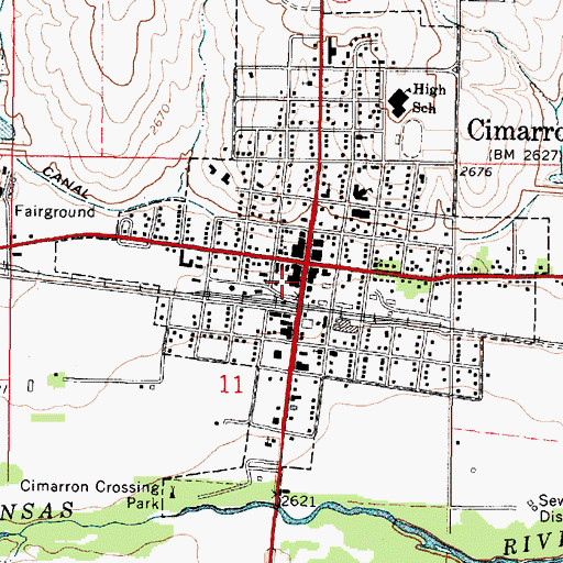 Topographic Map of Cimarron City Hall, KS