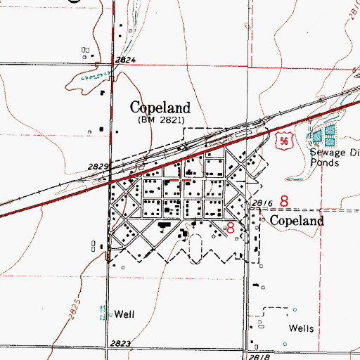 Topographic Map of Copeland City Hall, KS