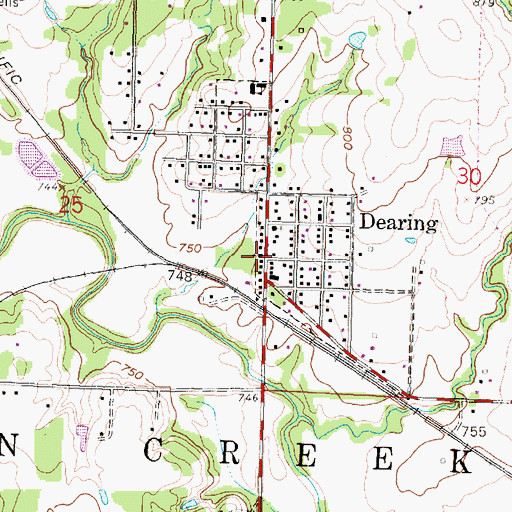Topographic Map of Dearing City Hall, KS