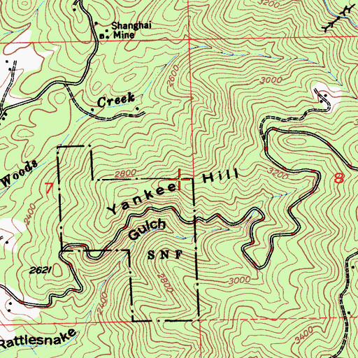 Topographic Map of Yankee Hill, CA