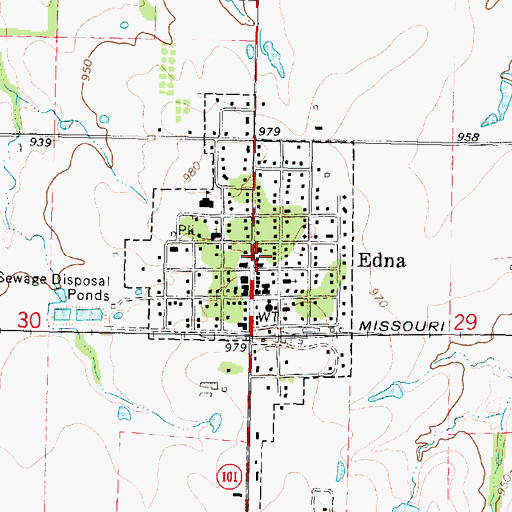 Topographic Map of Edna City Hall, KS