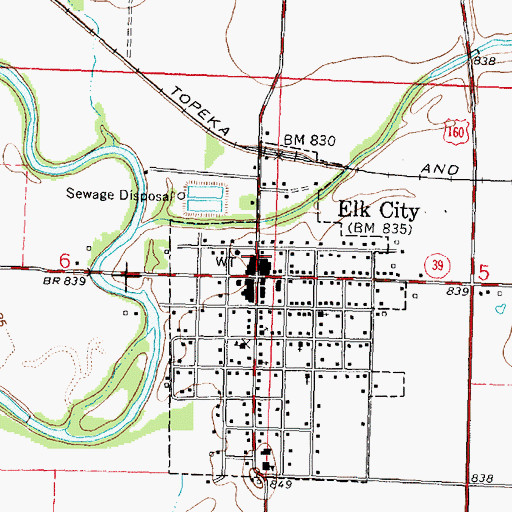 Topographic Map of Elk City Town Hall, KS