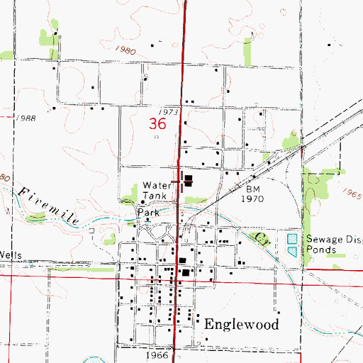 Topographic Map of Englewood City Hall, KS