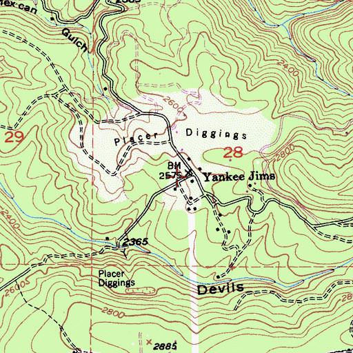 Topographic Map of Yankee Jims, CA