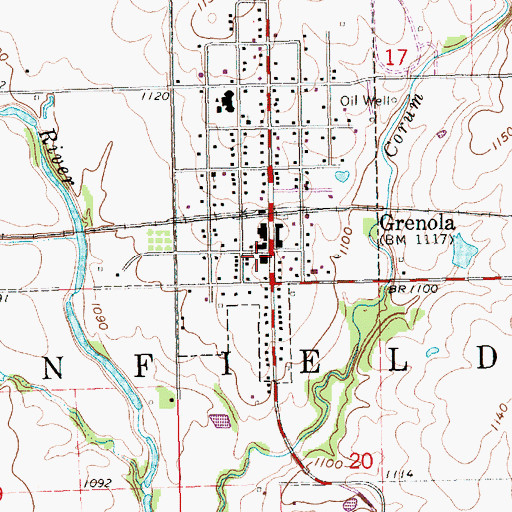 Topographic Map of Grenola City Hall, KS
