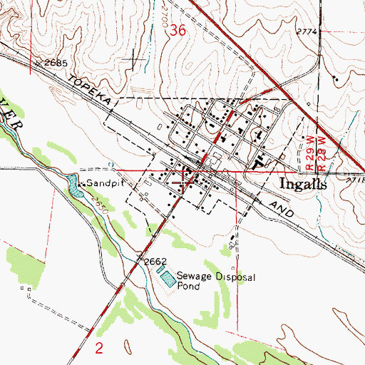 Topographic Map of Ingalls City Hall, KS