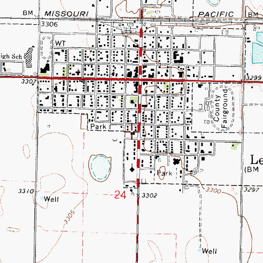 Topographic Map of Leoti City Hall, KS