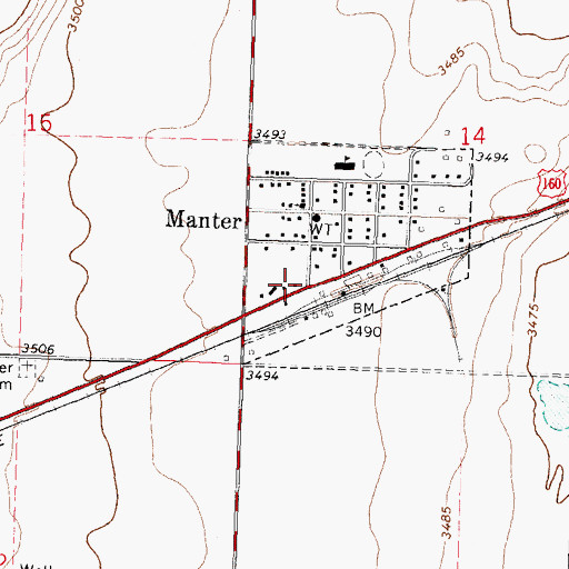 Topographic Map of Manter City Hall, KS