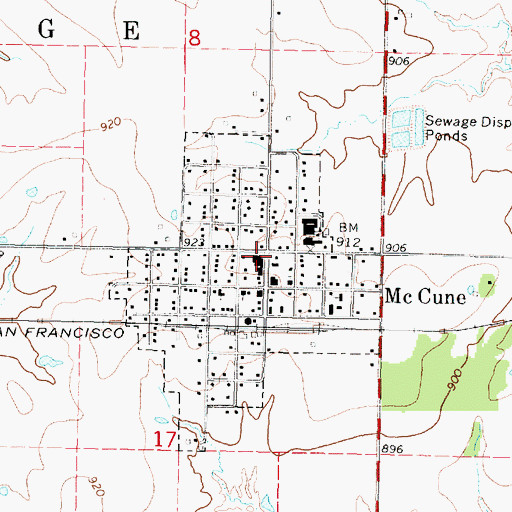 Topographic Map of McCune City Office, KS