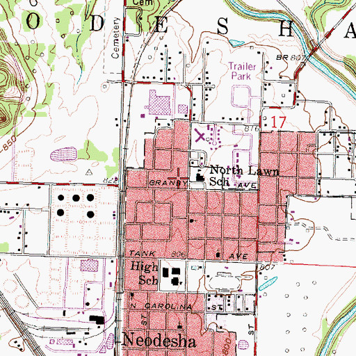 Topographic Map of Neodesha City Hall, KS