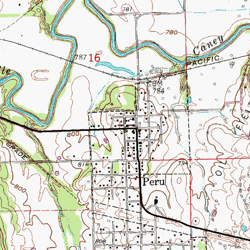Topographic Map of Peru City Hall, KS