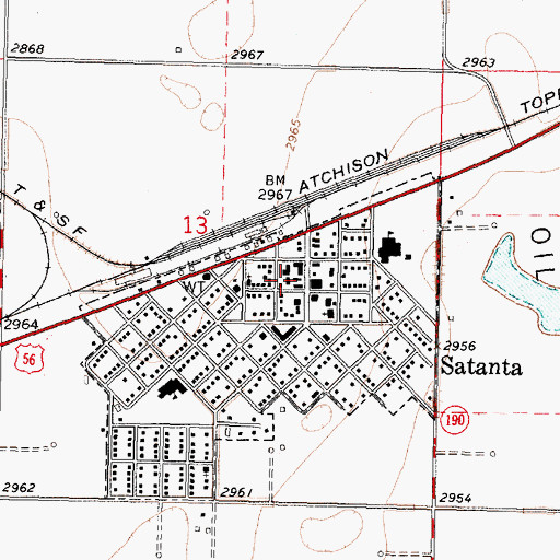 Topographic Map of Satanta City Hall, KS