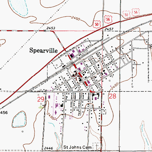 Topographic Map of Spearville City Hall, KS