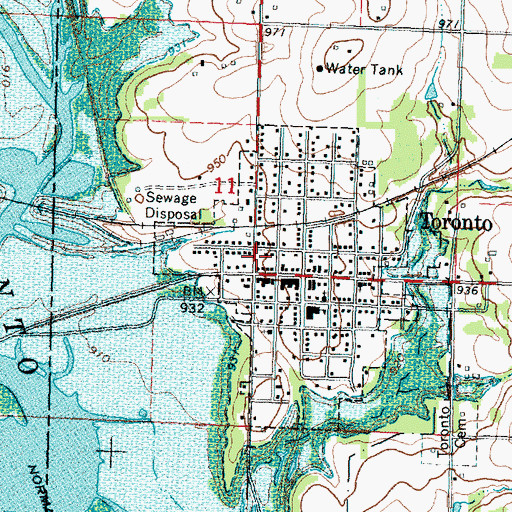 Topographic Map of Toronto City Hall, KS