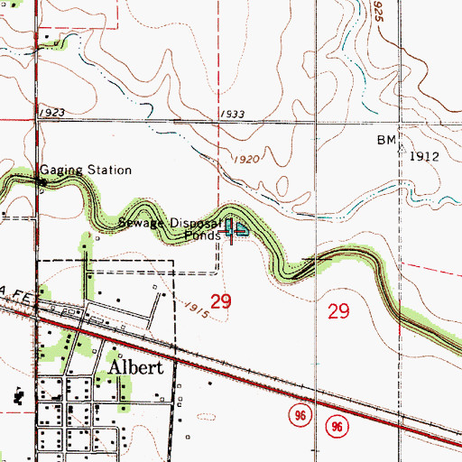 Topographic Map of Albert Wastewater Plant, KS