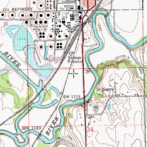 Topographic Map of Augusta Municipal Wastewater Treatment Plant, KS