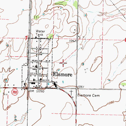 Topographic Map of Elsmore Wastewater Plant, KS