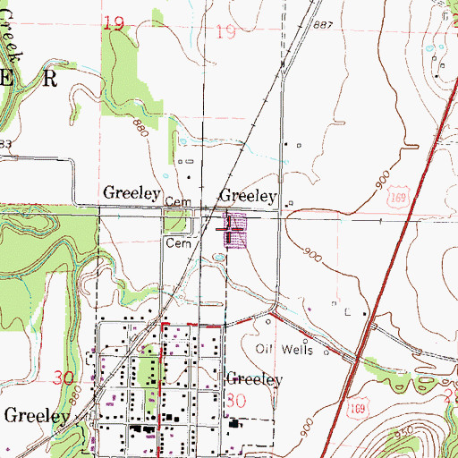 Topographic Map of Greeley Municipal Wastewater Treatment Facility, KS